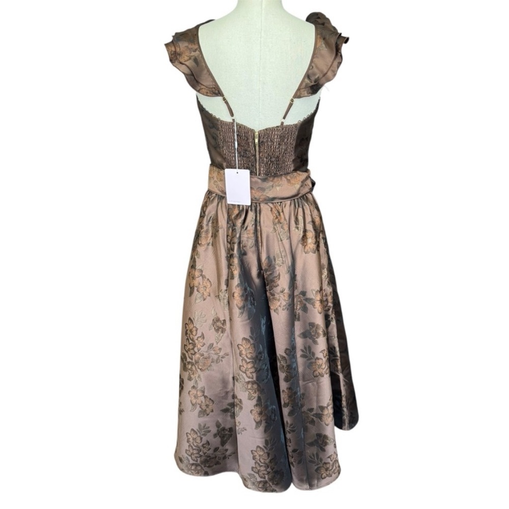NWT V. Chapman The Vera Dress in Cocoa Baroque Floral Brown - Picture 12 of 17